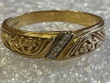 14K Gold Men's Wedding Ring With Diamonds