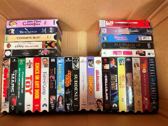 Box of VHS tapes