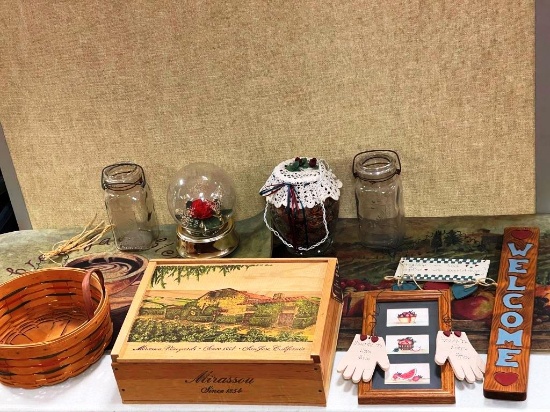 Longaberger basket, kitchen décor