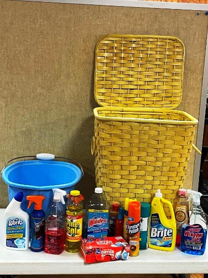 Hamper and cleaning supplies