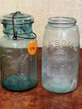 2 Blue Canning Jars