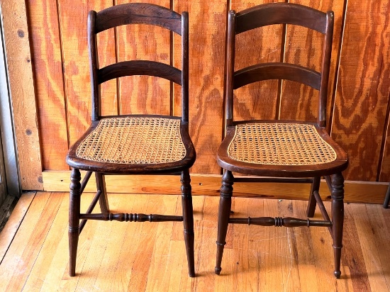 Pair Of Cane Bottom Chairs