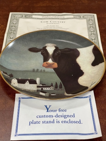 Franklin Mint Collectible Cow plate by Lowell Herero