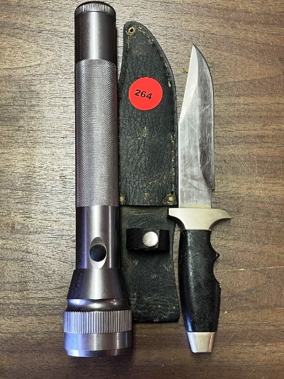 Hunting Knife and LED Flashlight