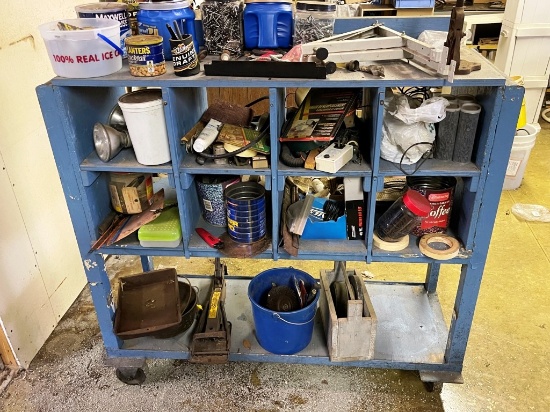 Rolling Shelf and Contents