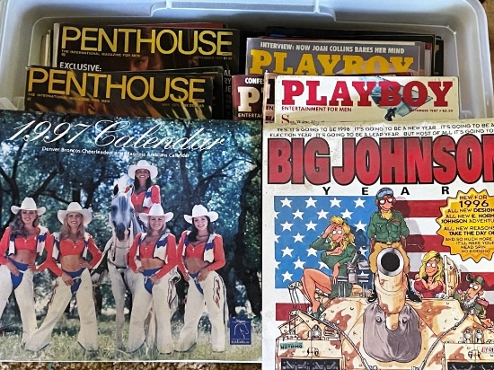 Tote of Adult Magazines and Calendars