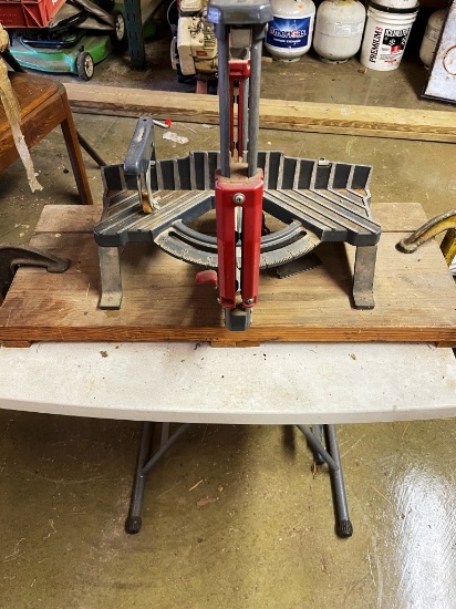 Miter Box mounted on Folding Plastic Table