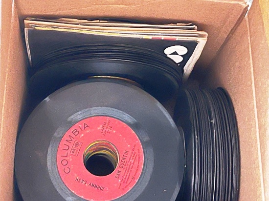 Box of 45 rpm records