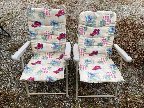 Pair of Lawn Chairs with Padded Seats