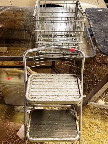 Steel Milk Crate and 2 Step Stool