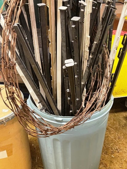 Fence Posts and Wire in Good Trash Can