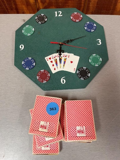 Poker Wall Clock and Playing Cards