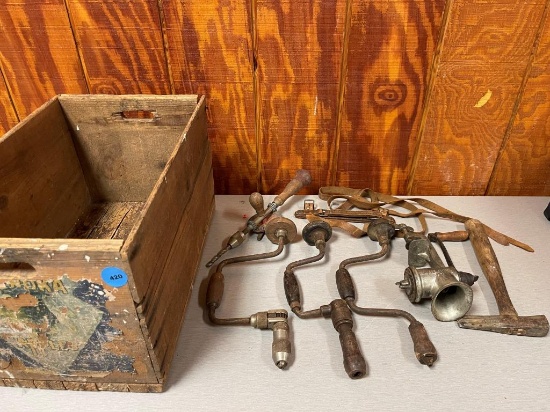 Vintage Tools in Wooden Box