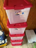 5 Sterilite Latching Boxes 64 Qt.
