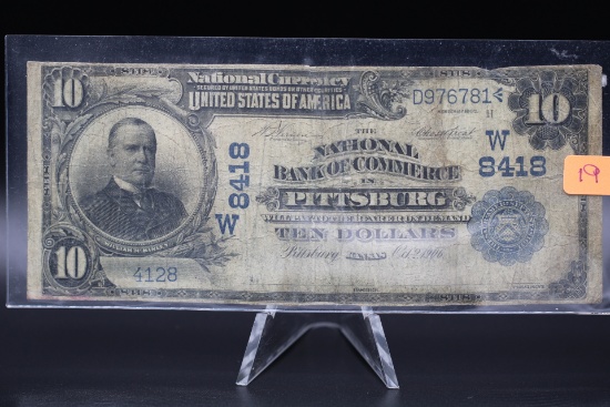 $10 NAT. BANK NOTE NAT. BANK OF COMMERCE IN PITTSBURG, KS #8418