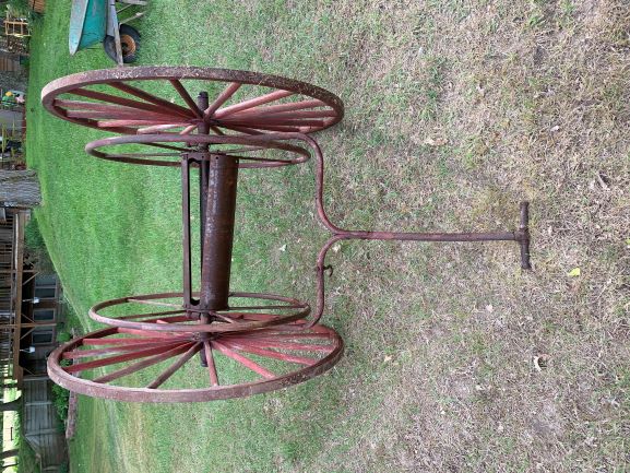 Antique Hand Pulled Fire Hose Reel Cart