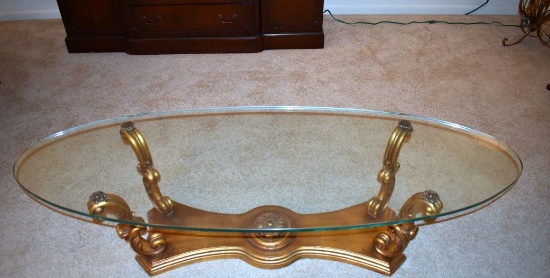 SUPERB OVAL GLASSTOP OCCASIONAL TABLE.  (NEW COST AVG $300+ !!!)