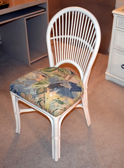 NICE RATTAN CHAIR, UPHOLSTERED SEAT ~ GREAT FOR DESK OR SEWING OR BEDROOM
