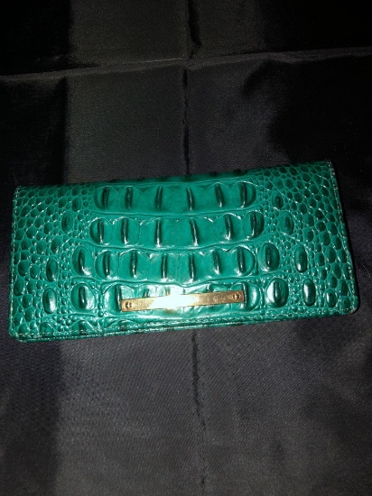 Brahim Ocean Green Crocidile Leather Wallet