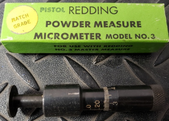 REDDING PISTOL POWDER MEASURE MICROMETER MODEL NO 3