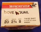 AMMO WINCHESTER DOVE & QUAIL 20 GAUGE SHOTGUN SHELLS, #8, 2.75