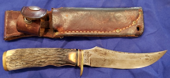 SCHRADE BONE HANDLE KNIFE WITH SHEATH 5" BLADE