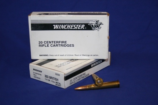 Winchester 303 British Ammo - 1 Full Box, 1 Partial Box