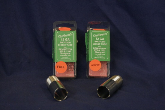 Carlsons 12 GA shotgun choke tube, 1 full and 1 modified choke tubes.