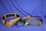 Tan Elite Shooters Belt, Large Orion Belt and Large Green nylon belt.