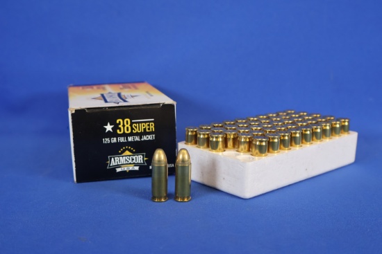 Ammo 38 Super Full Box, 50 Total Rounds.