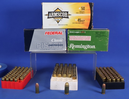 Ammo, Assorted Lot of 9mm and 45ACP.