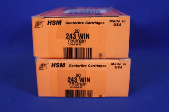 Ammo, 243 Win. 40 Rounds Total.
