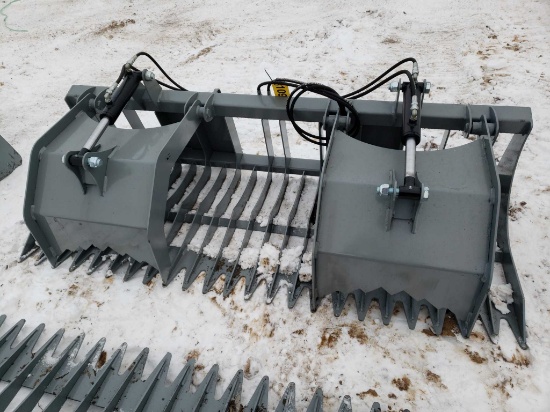 Unused 78" Skid Steer Rock & Brush Grapple
