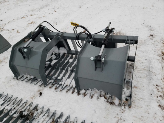 Unused 68" Skid Steer Rock & Brush Grapple