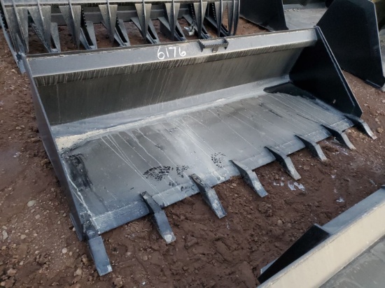 Unused 84" Skid Steer Rock Bucket W/ Teeth