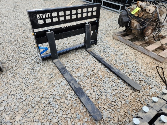 Unused Stout 48" Skid Steer Pallet Forks