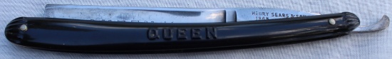 BLACK HENRY SEARS AND SONS 1865 QUEEN STRAIGHT RAZOR