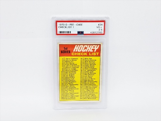 1970 O-Pee-Chee Hockey Checklist #1 #24 PSA 3.5 VG+   tough highbook card!!