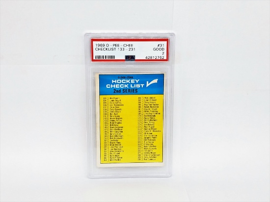 1969 O-Pee-Chee Hockey Checklist 133-231 PSA 2, (Undergraded!) Tough High Book Card