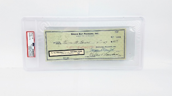 VINCE LOMBARDI PSA/DNA Signed GREEN BAY PACKER Check 1959 1st Year as Coach/GM est. $1500