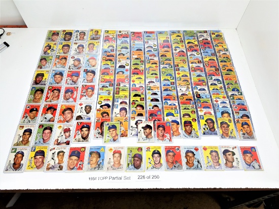 1954 TOPPS Baseball Parital Set. (226 cards) out of 250. Good to Near Mint. Avg VG to EX+! See pics