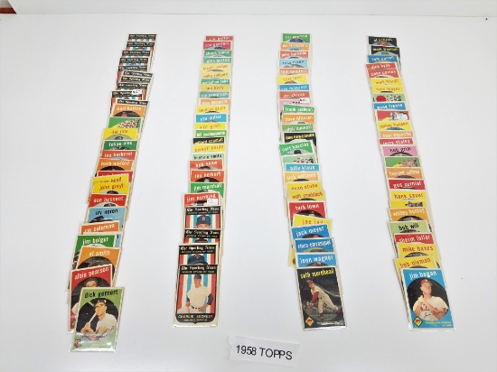 lot of (100+) 1958 TOPPS baseball cards, no duplicates, includes minor star, team cards, rookie card