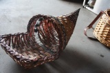 Cornucopia Basket with Decorative Leaves on Basket