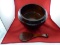 1960's Japanese Rice Wood Bowl and Spoon Ohitsu Wooden Lacquered