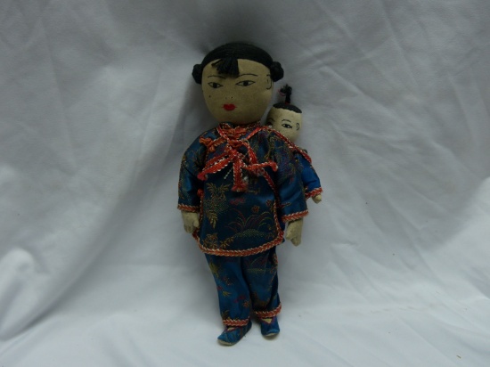 Antique Japanese Cloth Doll Mother with Child