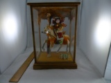 Antique Chinese girl on Horse In Glass Enclosure