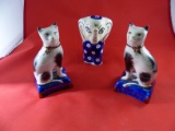 Antique Chinese Pair of Porcelain Cats, Japanese Porcelain Elephant Figurine