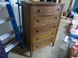 Circa late 1800's early 1900's Oak 5 Drawer Dresser with Mirror on wheels