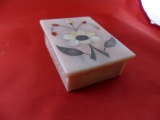 Vintage India Pink Soap Stone Jewelry Box.