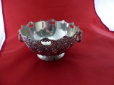 Collectable Silver Dish Ornate Design with Round Ring Handles